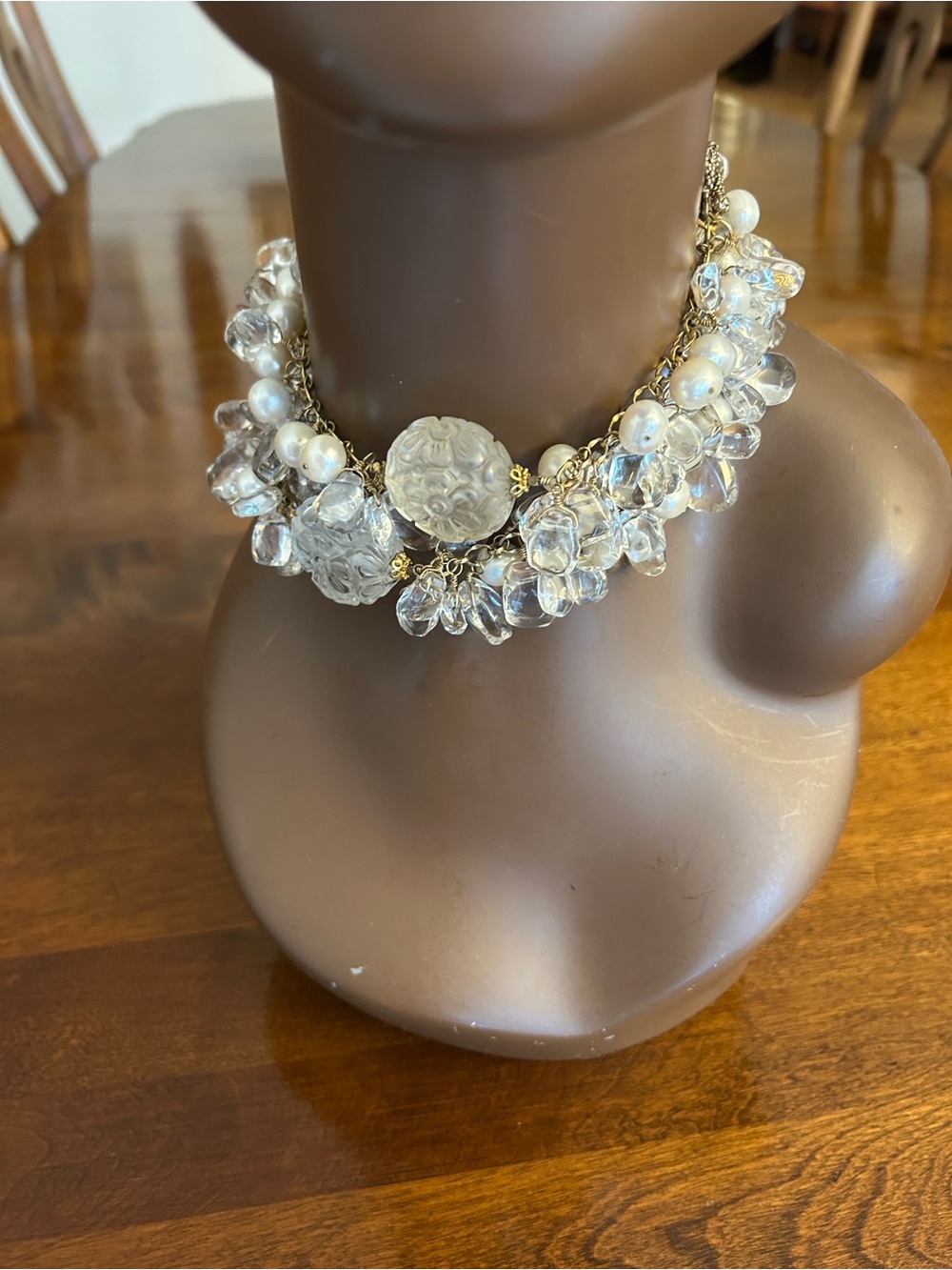 Gold-Tone Pearl & Crystal Charm necklace by Natali Baroni - White Pearls